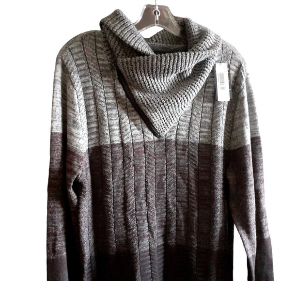 Mens Trash Nouveau Gray Burgundy Knit Metal Zip Turtle Neck Neck M Gift Idea - Picture 5 of 14